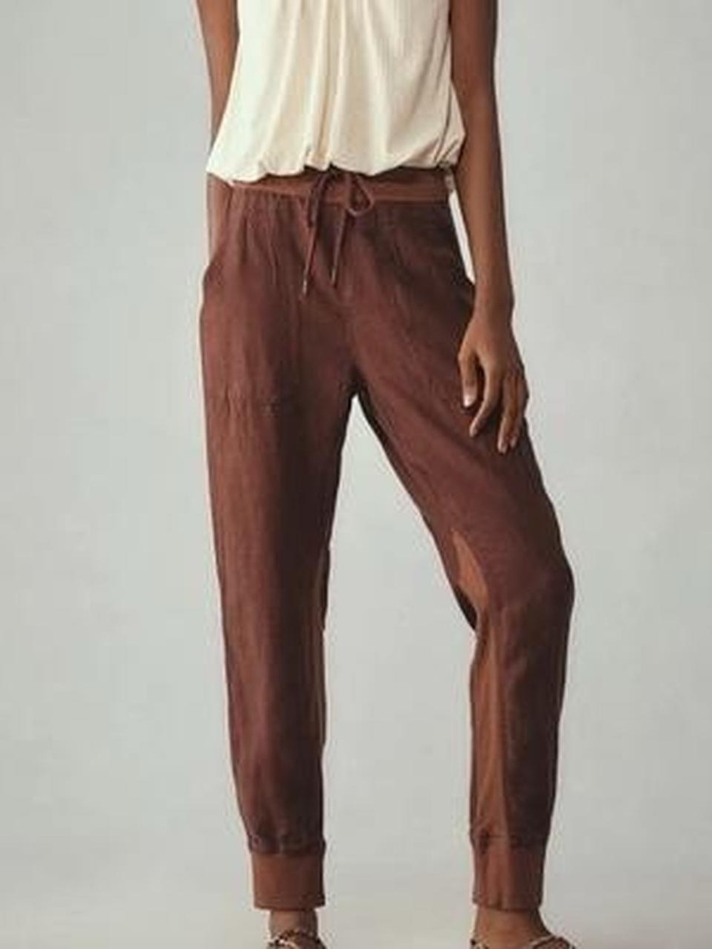 Anthropologie Brown Drawstring Jogger Pants
